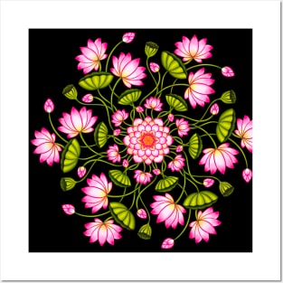 Blooming lotus mandala Posters and Art